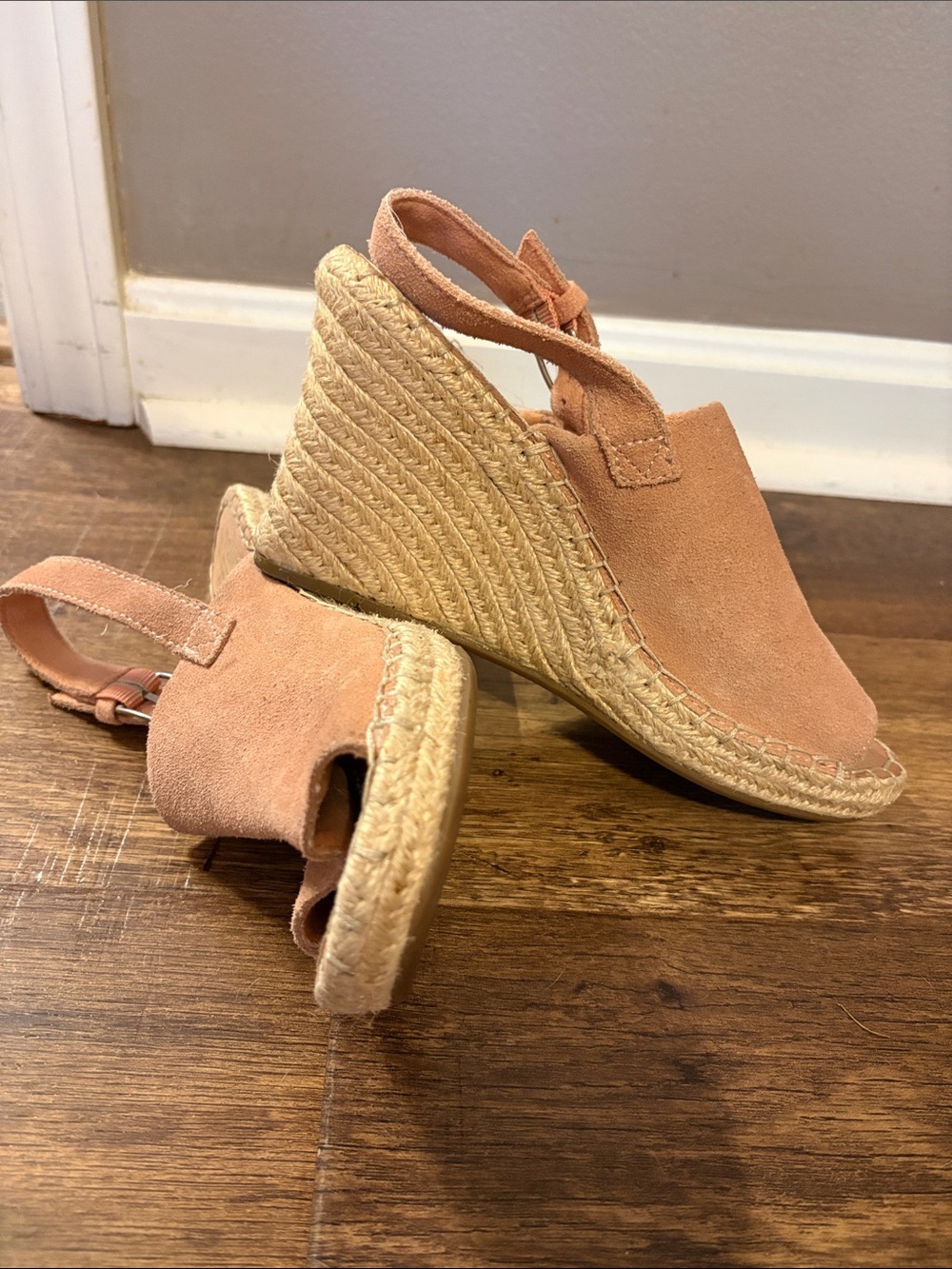Tom’s Suede Espadrille Wedge Sandals - pink